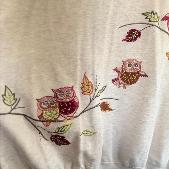 Alfred Dunner Y2K vintage Owl Autumn embroidered  Crewneck Sweater - Picture 5 of 6